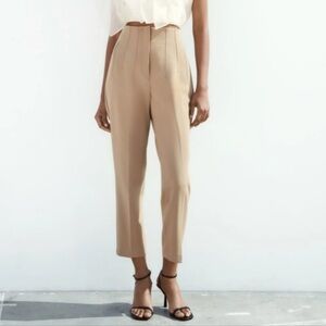 Zara Tan High-Waisted Trousers
